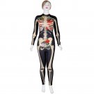 Carnival Party Cosplay Jumpsuit Costume Human Skeleton Printed Halloween Catsuit
