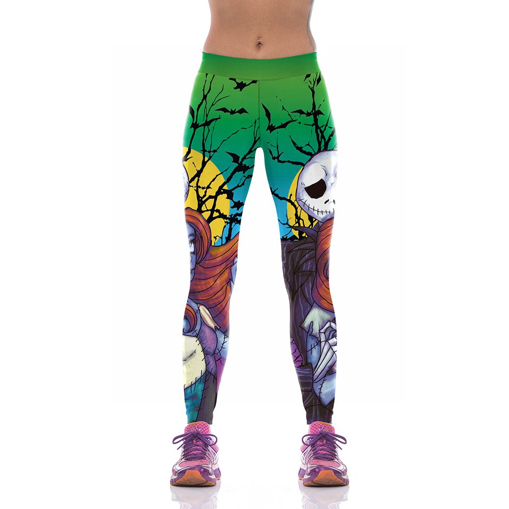 Halloween Pants For Cartoon Movie Corpse Bride Digital Printing High Waist Yoga Leggings 2580