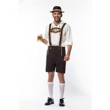 Germany Bavarian Beer Costume Men Hansel Oktoberfest Uniform Carnival Clothing with Suspenders