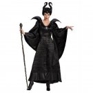 Dark Maleficent Queen Costume for Women Halloween Cosplay Fancy Dress with Headwear