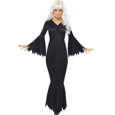 Halloween Vampire Cosplay Costume Black Sawtooth Trim Sleeve Witch Fancy Dress
