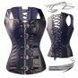 Plus Size Steampunk Corset Woman Steel Bone Corselet PU Leather Court Shapewear