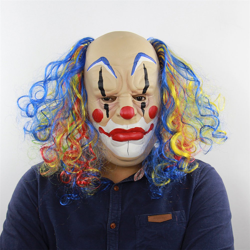 Performance Props Horror Ghost Funny Latex Mask Curly Bald Clown ...