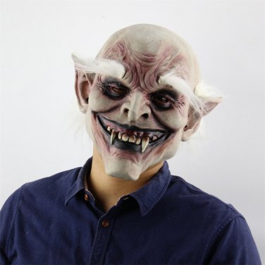 Halloween Horror Devil Mask White-browed Demon Vampire Haunted House Dress Up Props Latex Hood