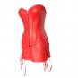 Plus Size Faux Leather Punk Court Corset with Skirt Sexy Lace-up Overbust Bustier Lingerie