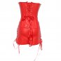 Plus Size Faux Leather Punk Court Corset with Skirt Sexy Lace-up Overbust Bustier Lingerie