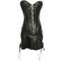 Plus Size Faux Leather Punk Court Corset with Skirt Sexy Lace-up Overbust Bustier Lingerie