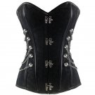 Black Steampunk Court Gothic Corset Sexy Metal Chain Luxury Prom Plus Size Satin Overbust Bustier