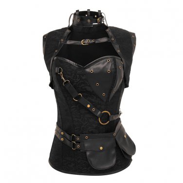 Women's Gothic Corset Steampunk Bustier Fancy Lingerie Bustier Boned Top Costume Leather Body Shaper