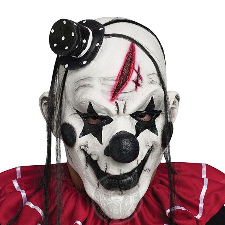 Devil Clown Mask Latex Horror Scary Funny Mask Halloween Escape Room Props