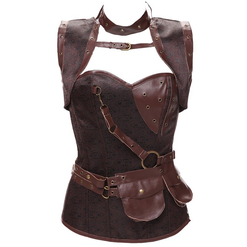 Women Medieval Gothic Corset Steampunk Bustier Leather Body Shaper Fancy Lingerie Bustier Boned Tops