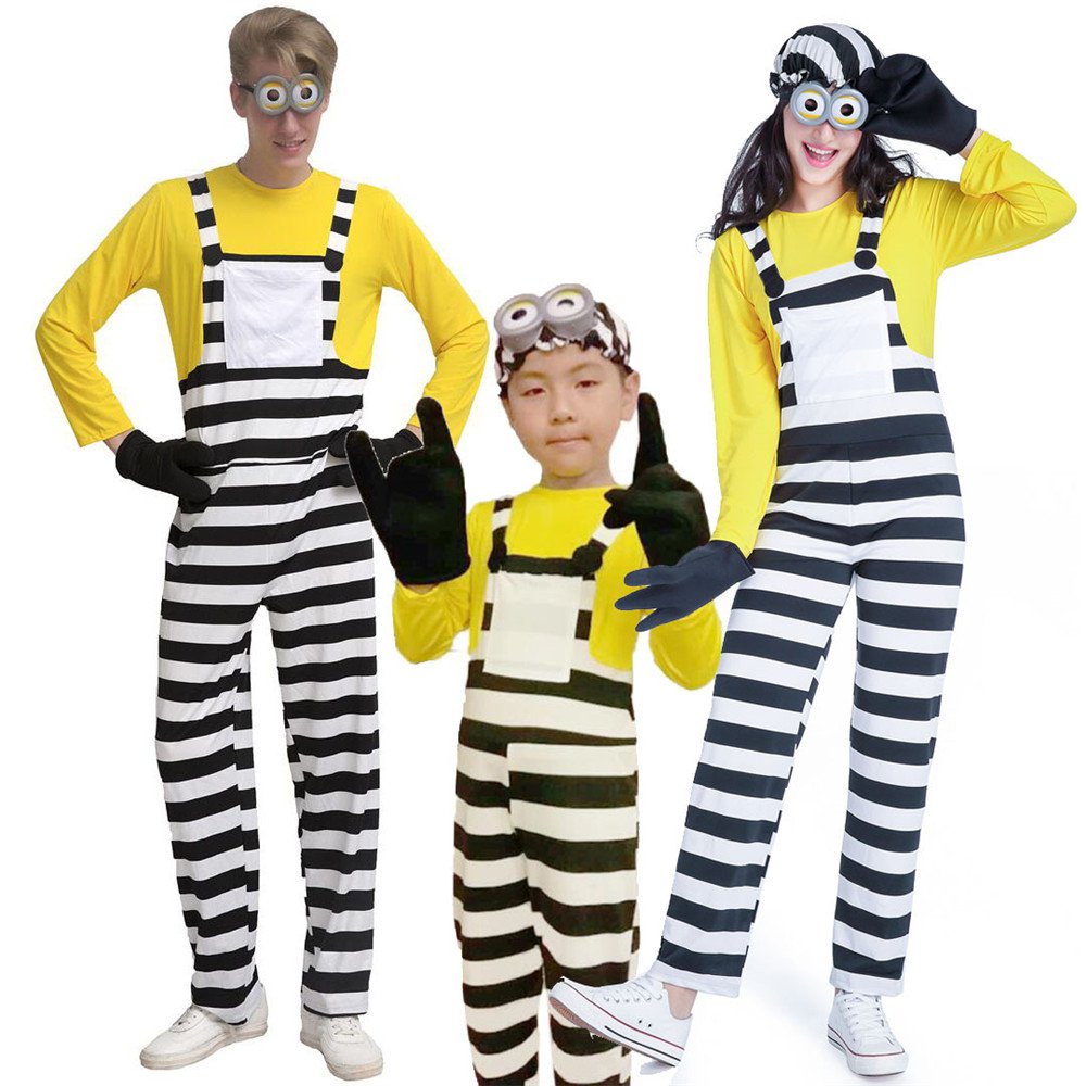 3PCS Halloween Despicable Me Minions Fancy Dress For Parent-child Outfit Anime Cosplay Party Costume