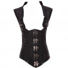 Brocade Collared Top Cupless Vest Steampunk Corsets Underbust Gothic Clothing Bustiers Steel Boned