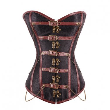 Women's Gothic Steampunk Corsets Satin Clasp Overbust Top Waist Trainer Espartilho Corpete Coreselet