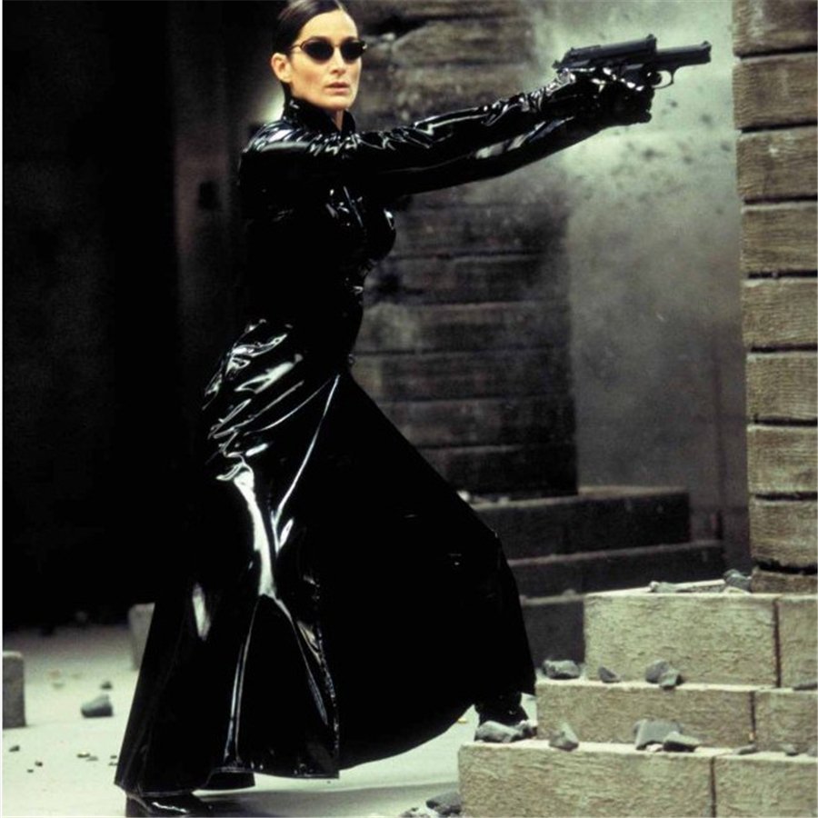 The Matrix Prop Wind Coat Suit Black Windbreak Women Cosplay Uniform ...
