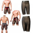 Men Fetish Shorts Mesh Patchwork Slim Boxer Ultra-thin Transparent Plus Size Male Underpants