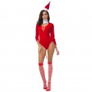 Christmas Costume for Women Sexy Xmas Bodysuit with Hat Santa Outfits