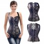 Steampunk Corset Steel Bone Corselet Faux Leather Lace Up Shapewear for Woman