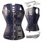 Steampunk Corset Steel Bone Corselet Faux Leather Lace Up Shapewear for Woman