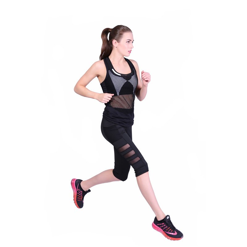 Quick-drying Yoga Cropped Trousers High Waist Sports Leggings Side Pocket Fitness Capri Pants