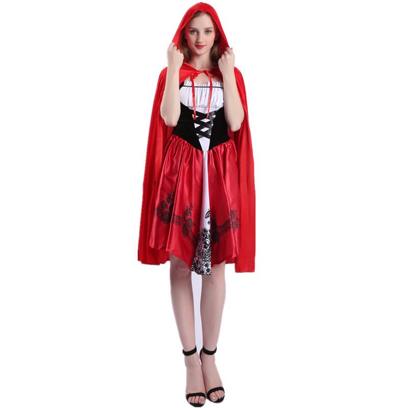 Women Stage Play Cosplay Fancy Dress Halloween Little Red Riding Hood Costume