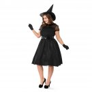 Halloween Black Gauze Witch Costume Plus Size Uniform Night Ghost Game Dress For Big Size Woman