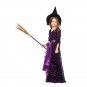 Children Purple Witch Halloween Costume Stage Performance Star Month Printing Girl Witch Dress