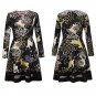 Christmas Cartoon Reindeer Print Mesh Dress Autumn Winter 2018 Long Sleeve Women's Clothing