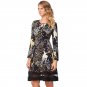 Christmas Cartoon Reindeer Print Mesh Dress Autumn Winter 2018 Long Sleeve Women's Clothing