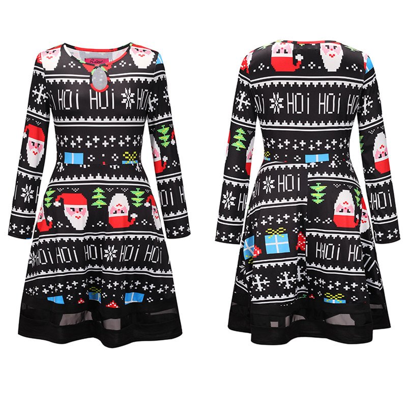 2018 Xmas Cartoon Santa Claus Fashion Dress Streetwear Christmas Winter Clubwear