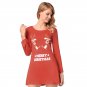 Autumn Women Christmas Elk Printing Dress Winter Plus Size Crew Neck Mini Casual Dress
