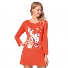 Christmas Cartoon Reindeer Santa Claus Print  Leisure Wear for Women