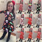 10 Designs Christmas Dress Children Wear Long Sleeve Cartoon Xmas Winter Costume Girl Princess Dress