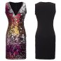 Plus Size Sexy V-neck Sequin Streetwear Cocktail Dress Celebrity Party Dress Nightclub Skirt