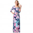 Fashion Half Sleeve Floral Printing Dresses for Women Autumn Casual Streetwear
