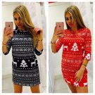 Winter Ugly Christmas Streetwear Plue Size 2XL Xmas Tree Print Casual Mini Dress for Women