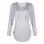 4 Colors Solid Color Fashion Tops Criss-Cross Tied Loose T-shirt Autumn Women Blouse