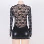 Plus Size Women Mini Dresses Black Faux Leather Club Dress Sexy Long Sleeve Clubwear