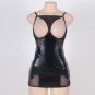 Plus Size Fetish PVC Dress for Women Faux Leather Sexy Open Cup Sleepwear Lingerie