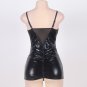 Plus Size Fetish PVC Dress for Women Faux Leather Sexy Open Cup Sleepwear Lingerie
