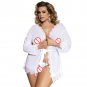 Plus Size Sexy Valentine Nightdress for Women Erotic Lace Nightgowns Long Sleeve Robe