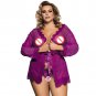 Plus Size Sexy Valentine Nightdress for Women Erotic Lace Nightgowns Long Sleeve Robe