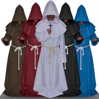 Medieval Monks Robes Ancient Religion Costumes Priests Christian Suits Halloween Witch Fancy Dress