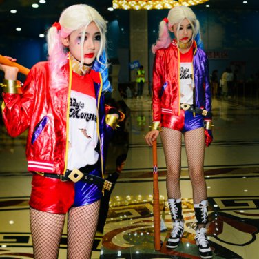 Suicide Squad Clown Coat Uniform Harley Quinn Outfits Child Kid Harleen Quinzel Cosplay Costume