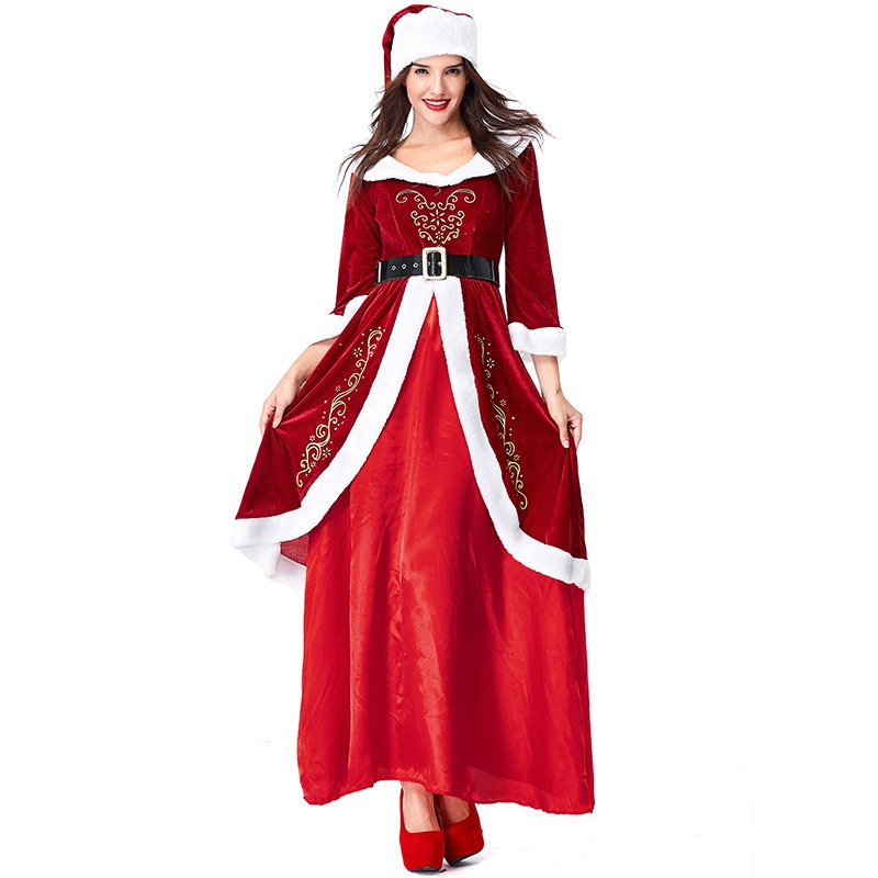 Santa Claus Party Cosplay Costume Lover Clothes Spun Velvet Christmas His-and-hers Clothing