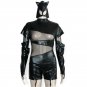 Sexy Women Black Cat Costume Faux Leather Cosplay Costume for Halloween Nightclub Bodysuit