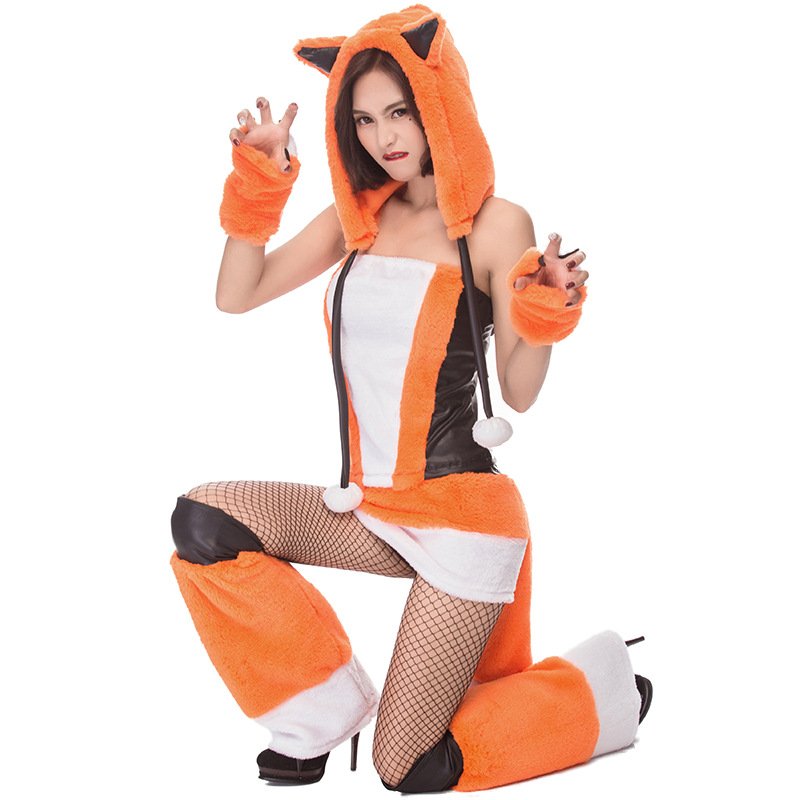 Women Fur Animal Cosplay Uniform Halloween Party Cat Fancy Dress Carnival P...