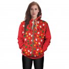Women Cartoon Lapel Neck Xmas Hoodies Lady Fashion Christmas Winter Streetwear
