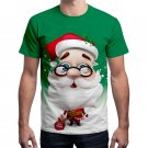 Green Xmas Santa Claus Print Men Tees Fashion Tops Christmas Men T-Shirts