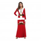 Christmas Santa Claus Print Cosplay Costume Red Xmas Maxi Dress Hot Women Party Dresses